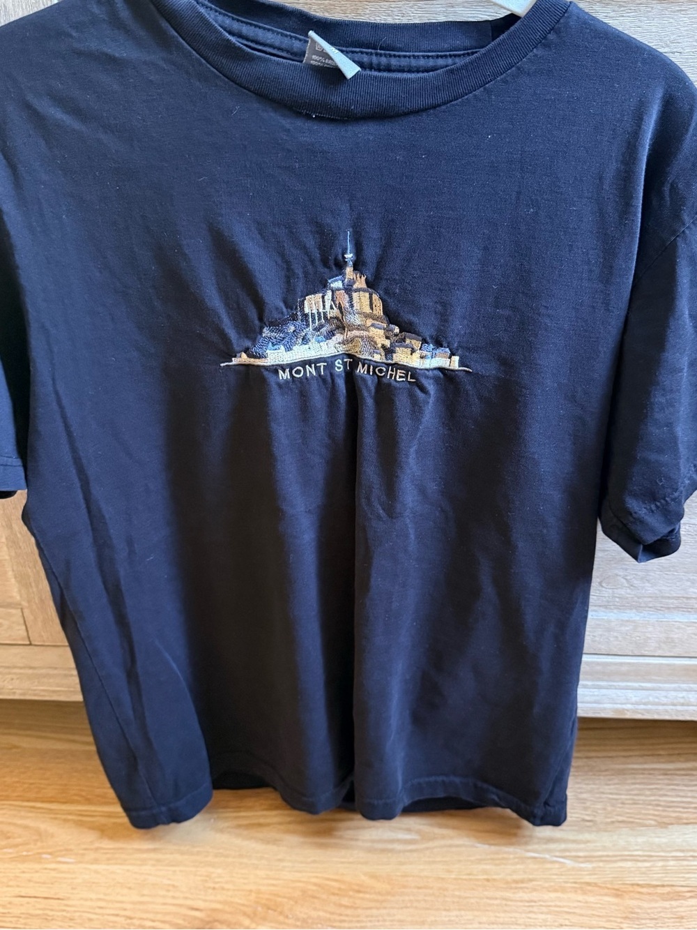 Mont St Michel Embroidered Navy Short Sleeve Tee